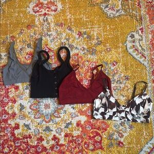 Stylish Women's Bralette Set - Gray, Black, Red, Floral